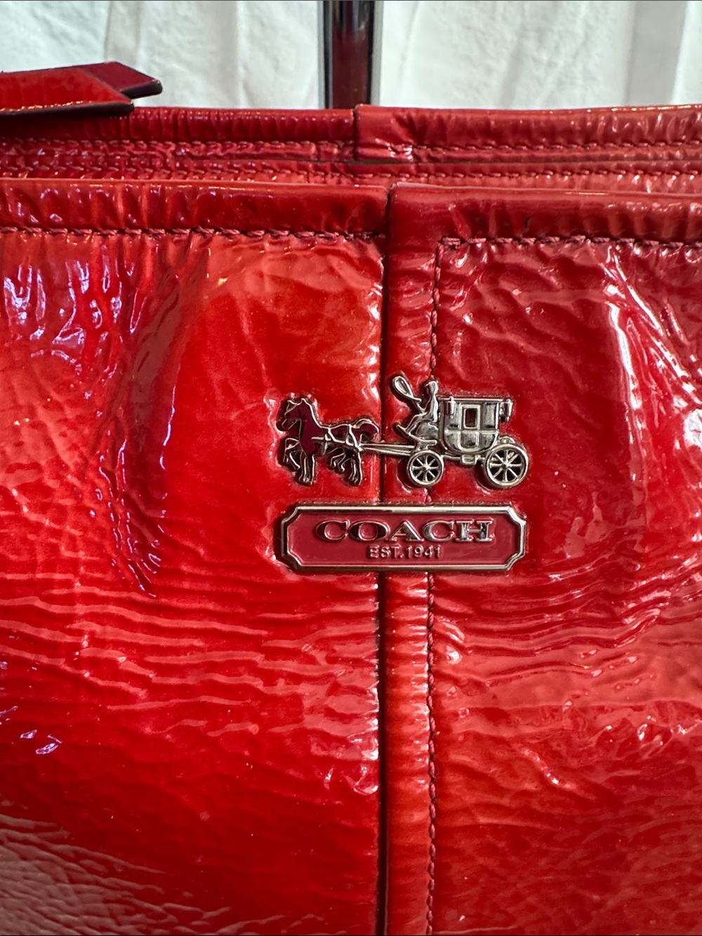 Coach Red Patent Leather Shoulder Hobo - Picture 2 of 9